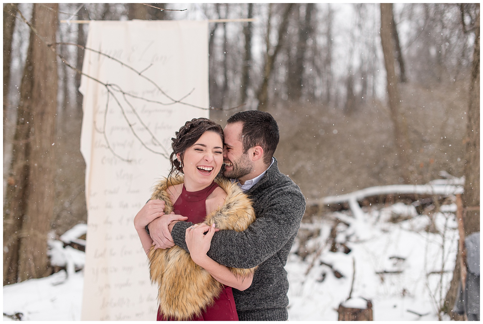 couple laughing at engagement session