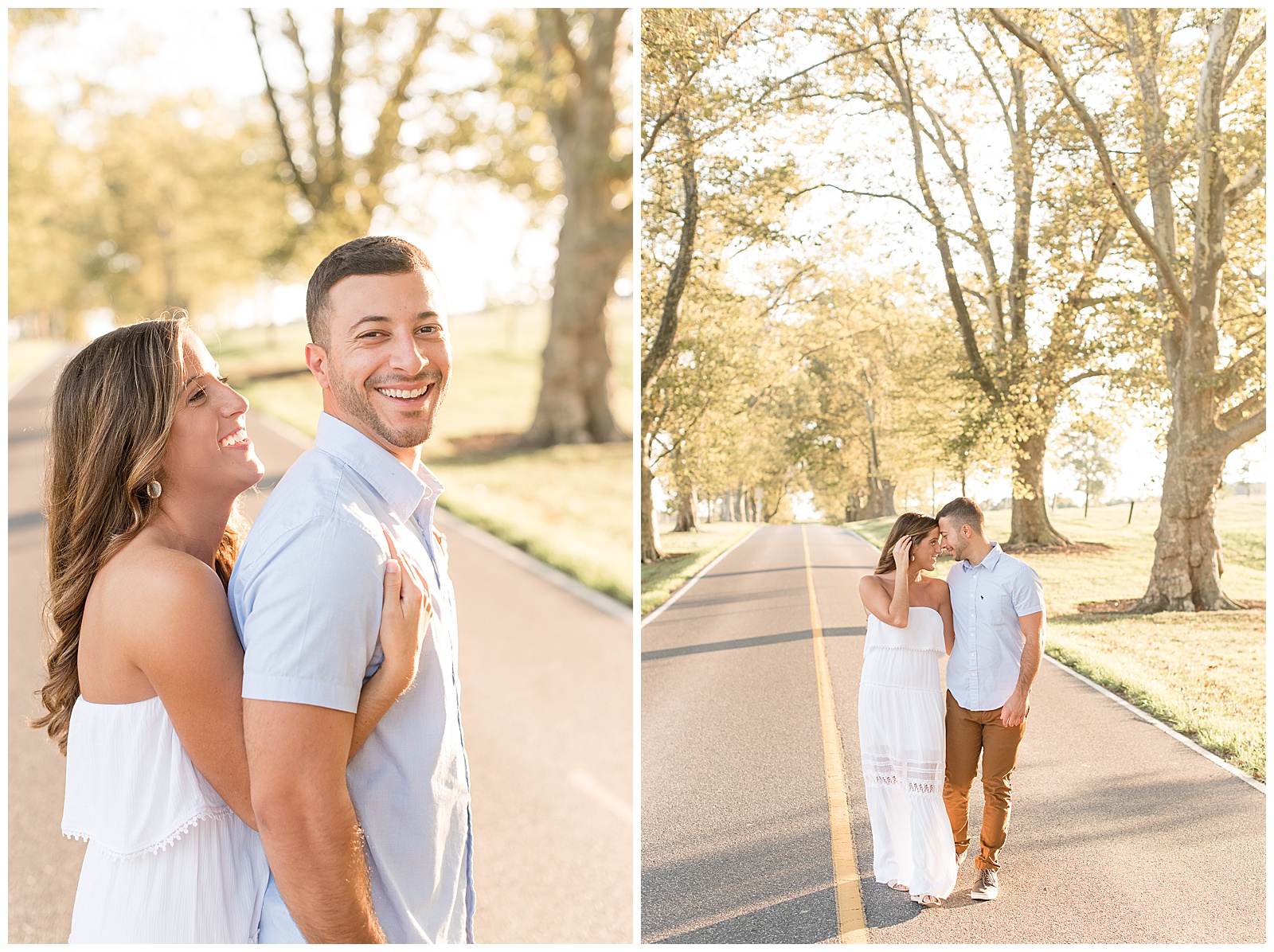 couples engagement session at tree row at Masonic Village