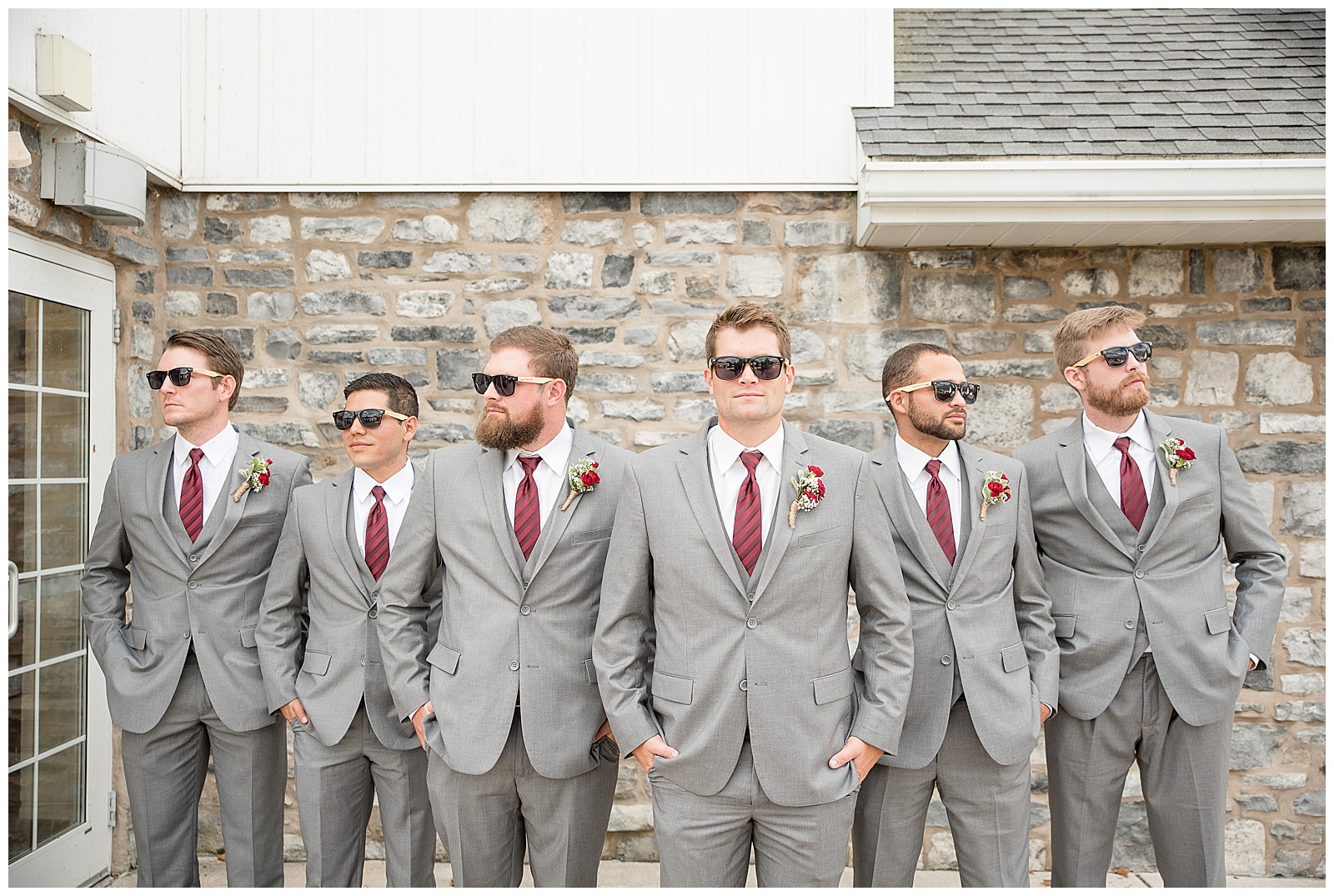 groom and groomsmen photo with sunglasses on