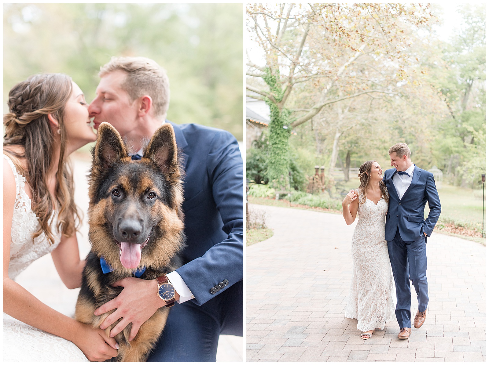 bride and groom portraits with their pup