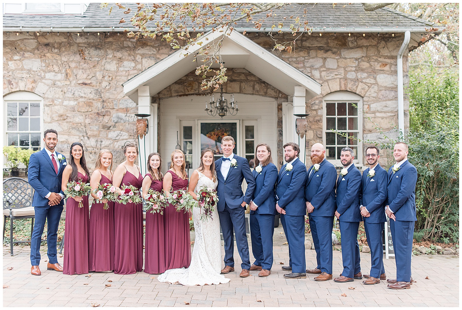 full bridal party at the peter allen house