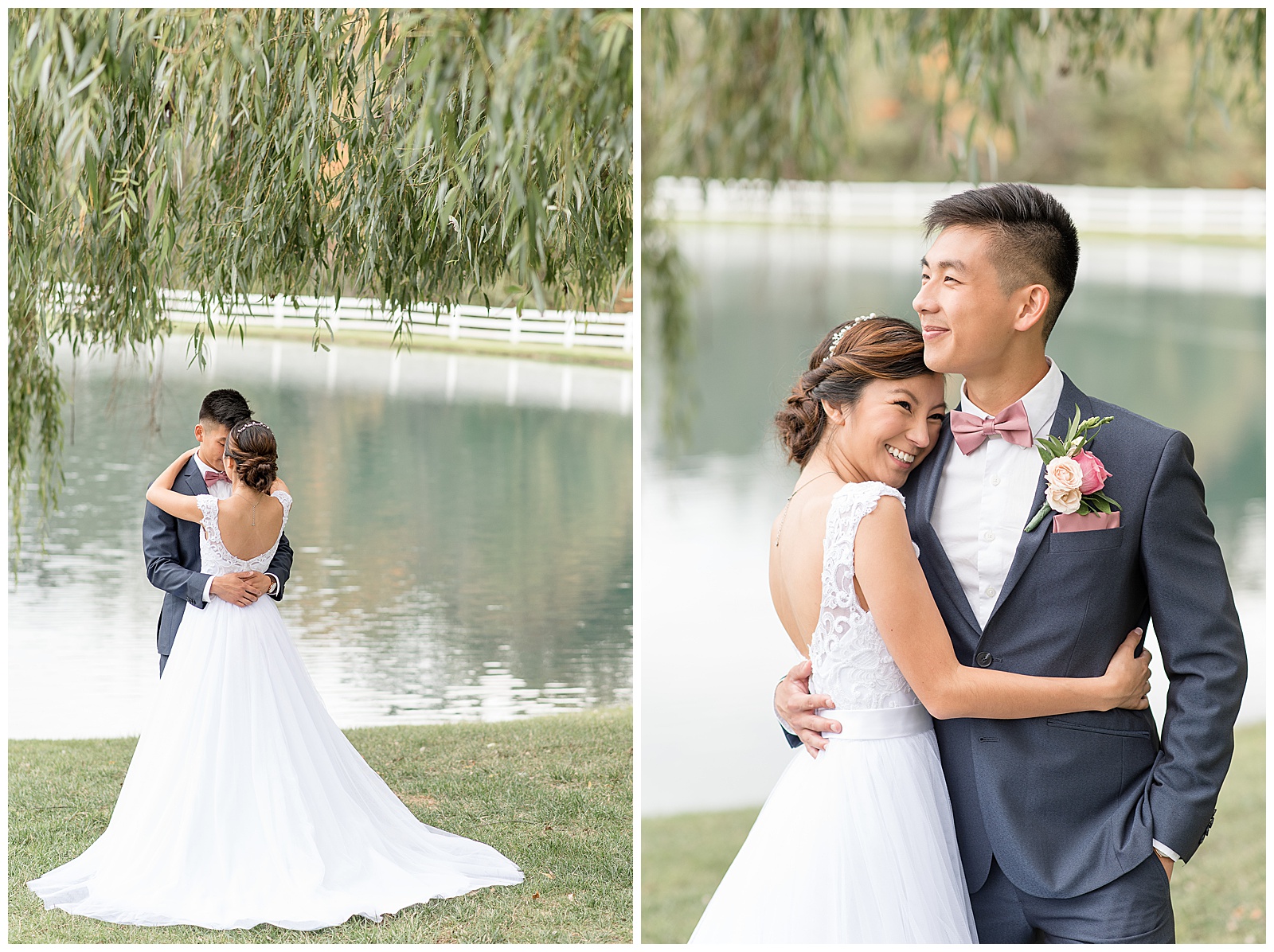 bride and groom portraits at Pond View Farms