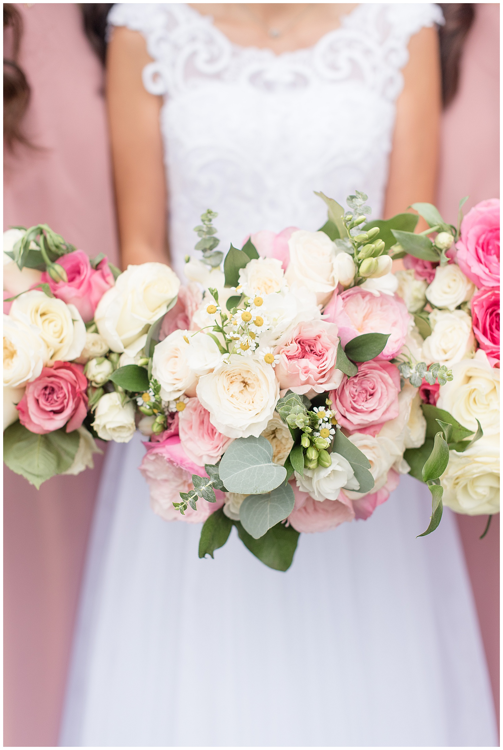 pink and white bridal bouquets