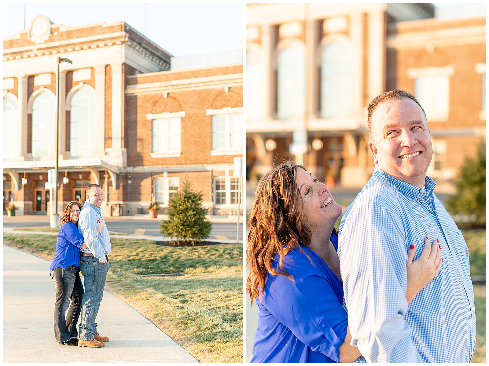 engagement session in front of Lancaster Train Station
