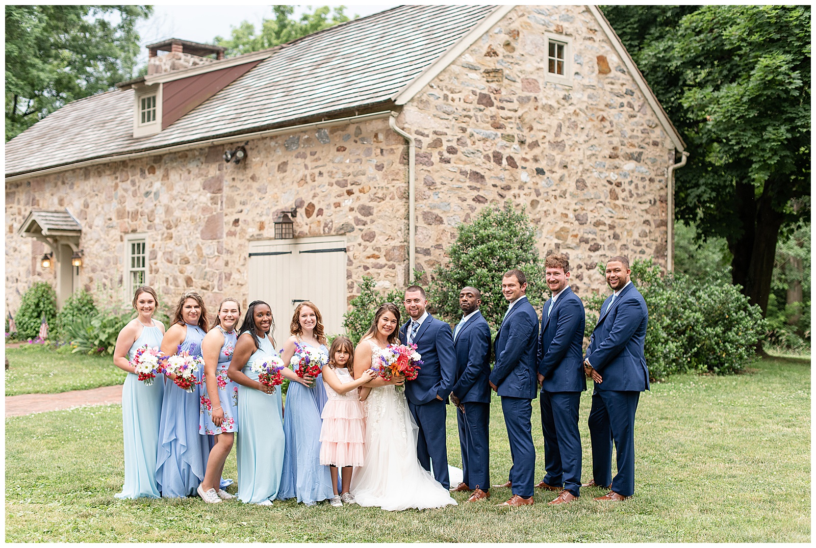 full bridal party at Historic Poole Forge