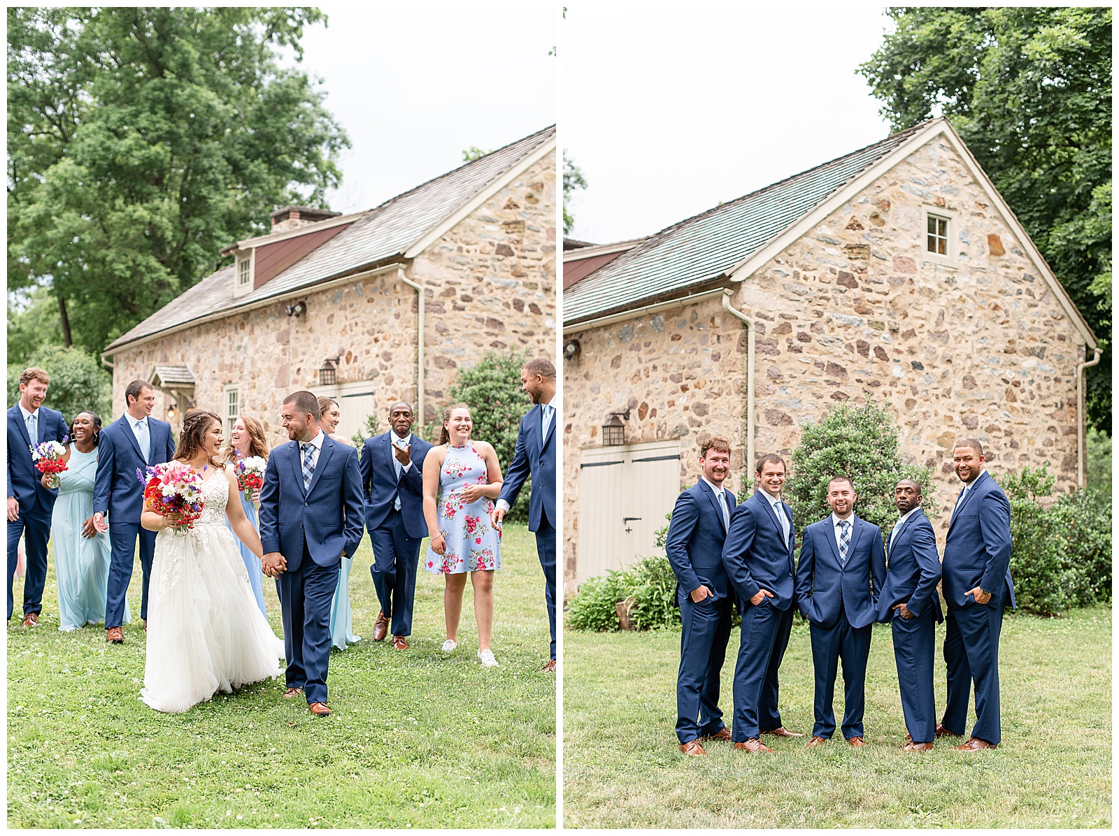 bridal party photos at Historic Poole Forge