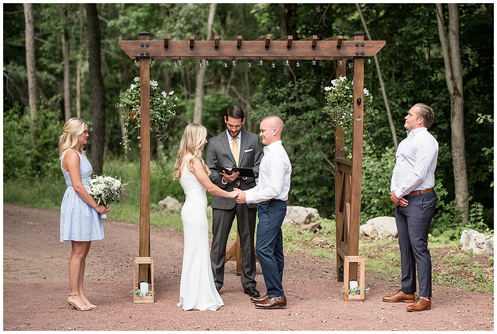 intimate wedding at a cabin in the woods