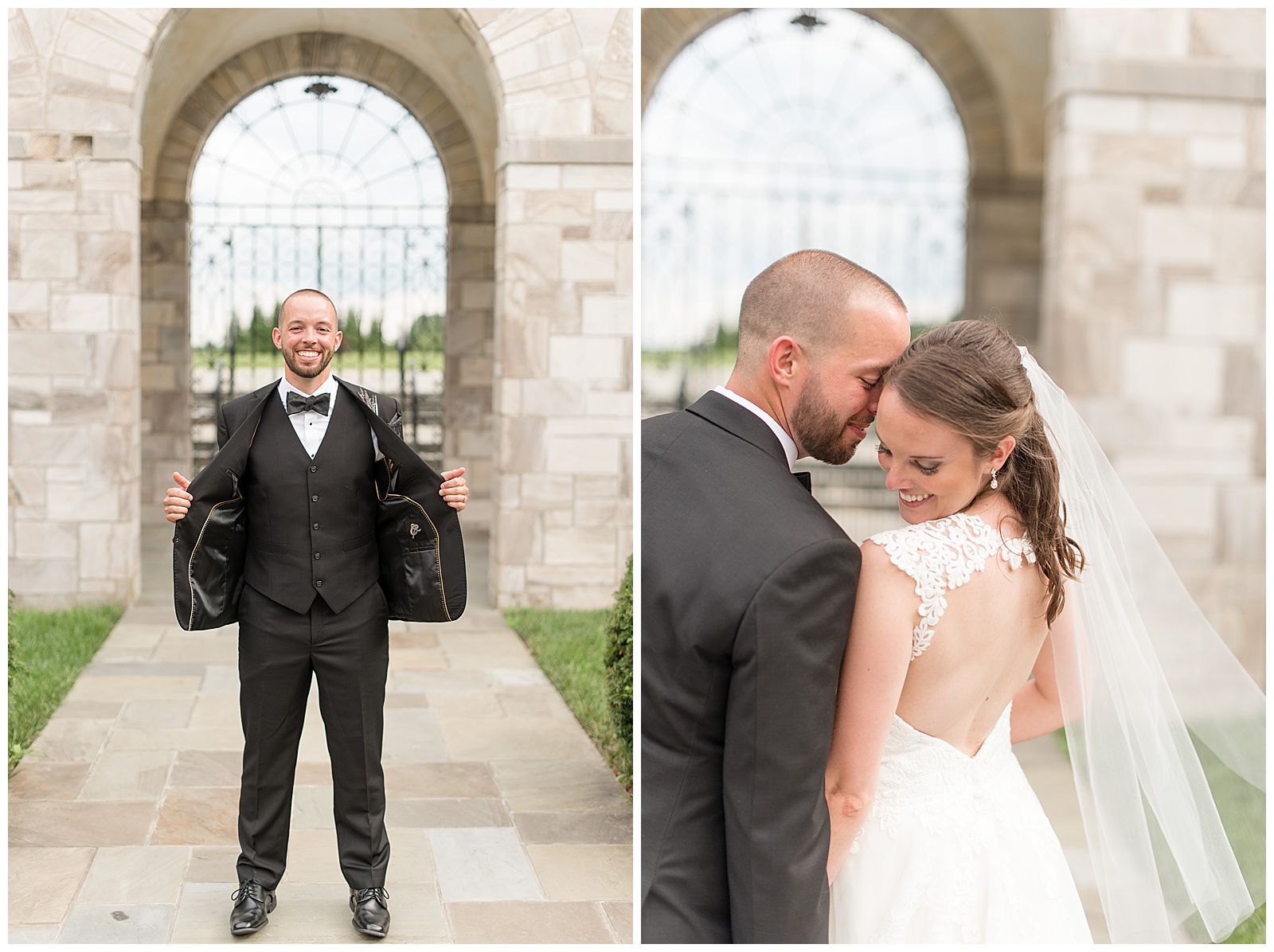 bride and groom portraits at the Shrine of Saint Anthony