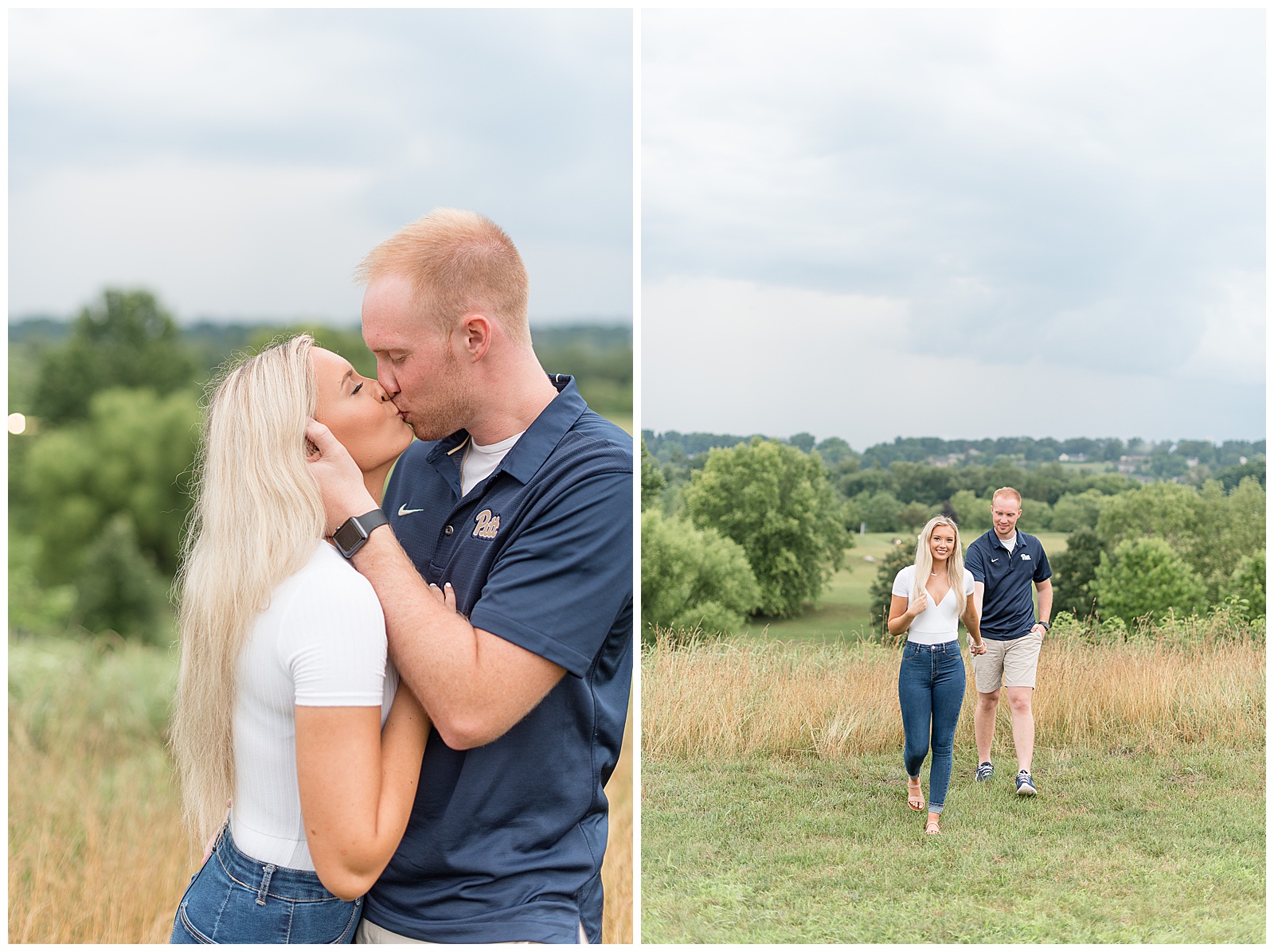 couple up on overlook for their engagement session in Pennsylvania