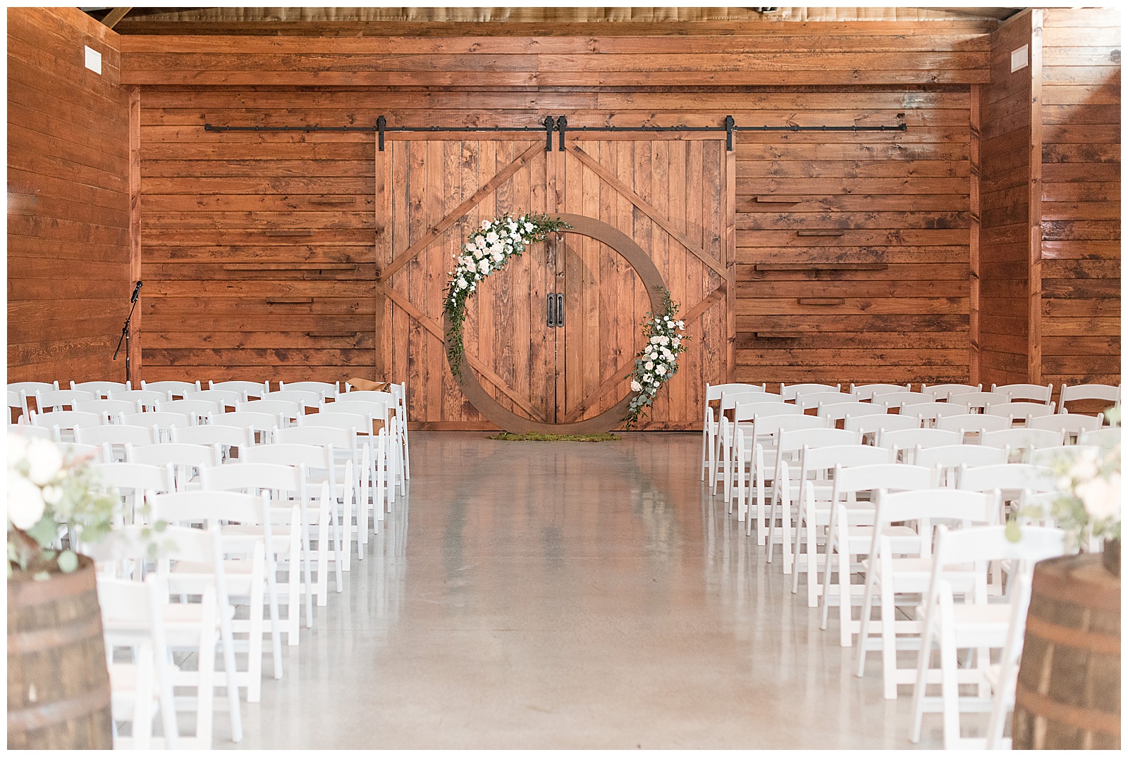 Ceremony set up in Hay Barn at the Barn at Silverstone