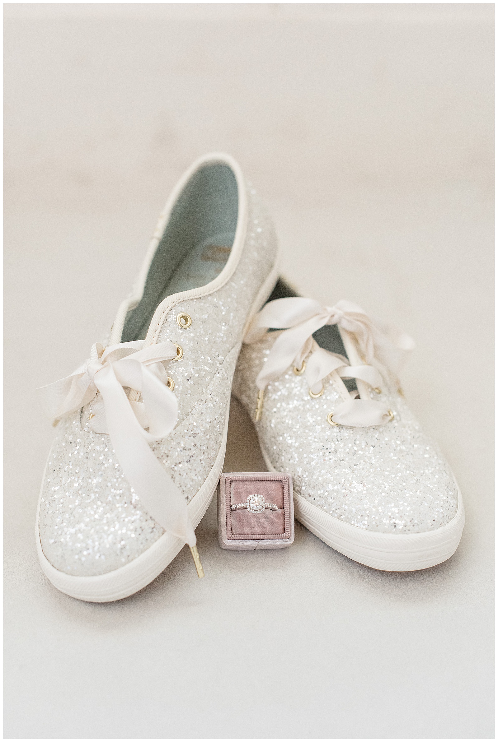 white sparkly sneakers and wedding ring in Mrs. Box