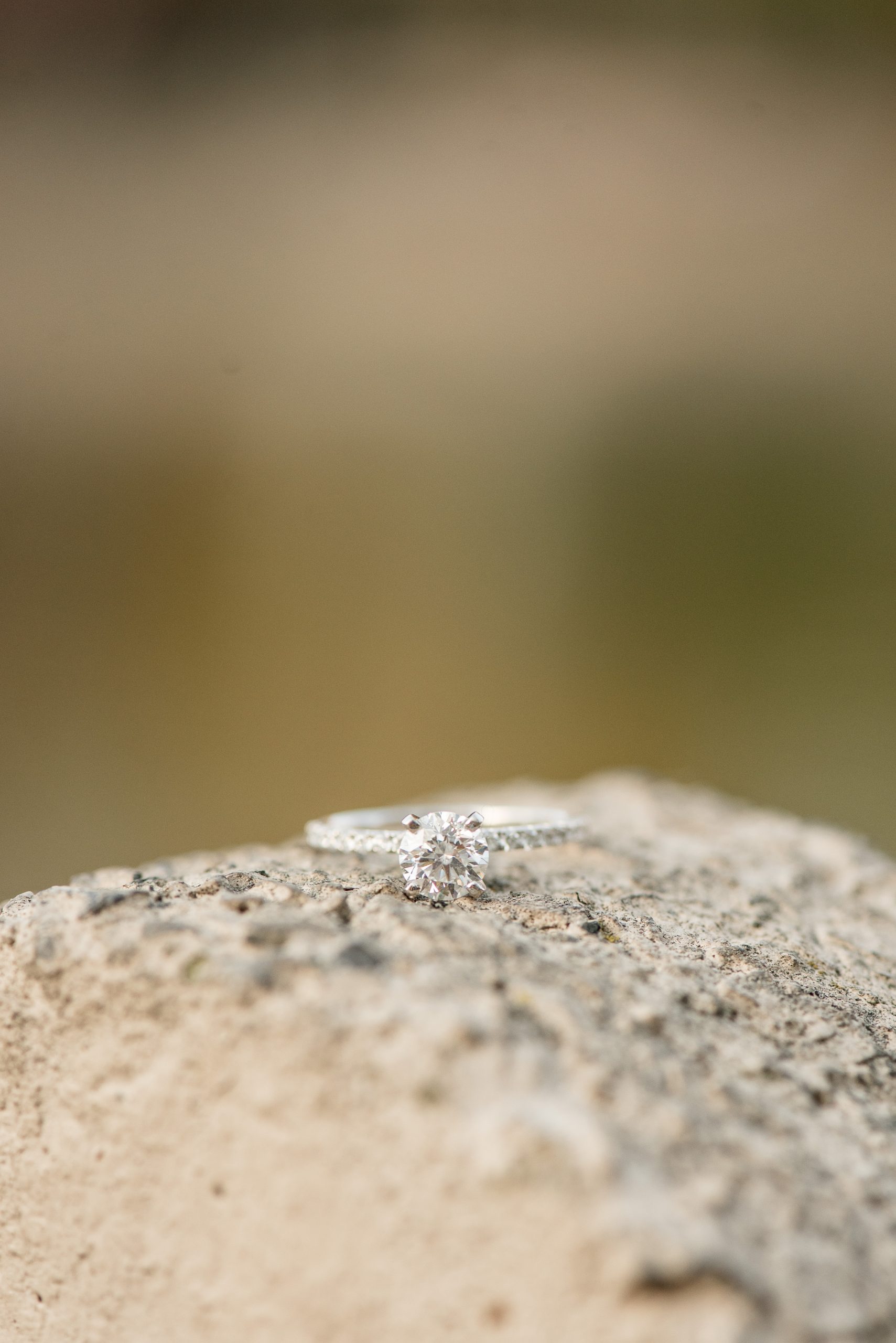 engagement ring lays on rock in lancaster pennsylvania