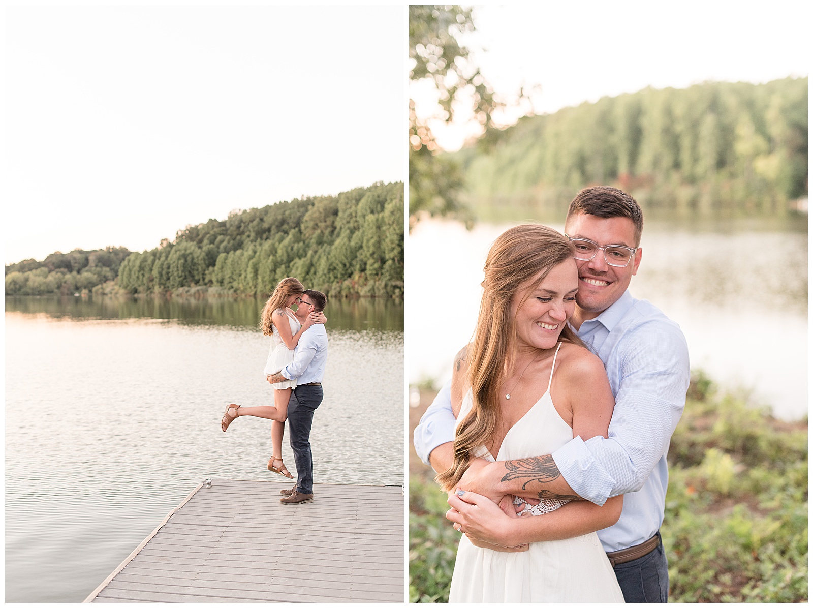 engagement session at Hibernia Park in front of lake