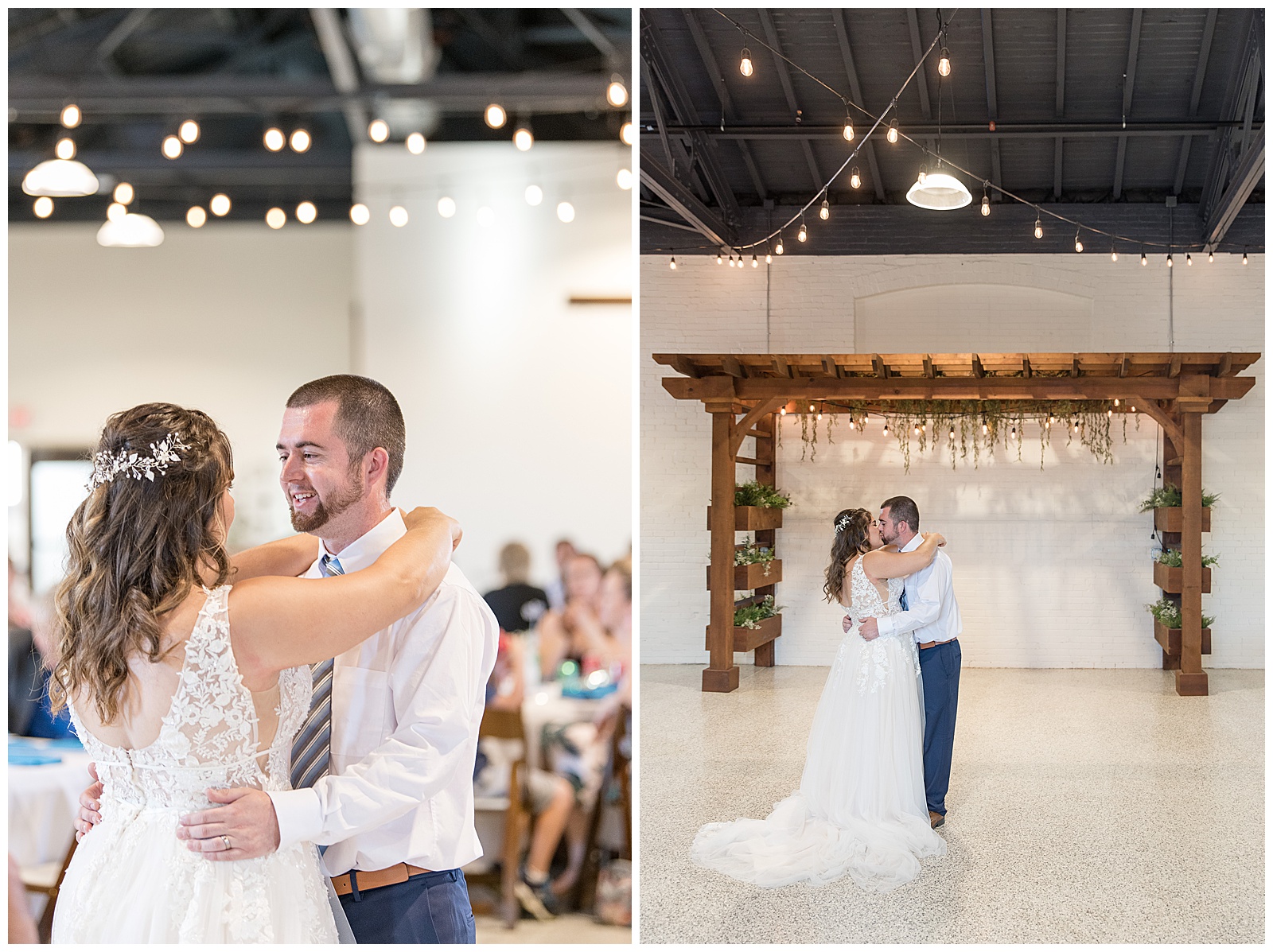 first dance for bride and groom at Silk Mill on Main