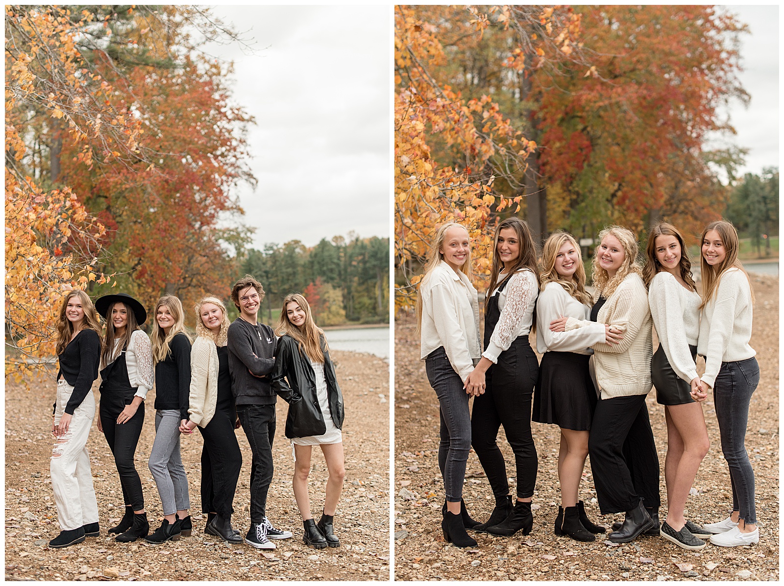 class of 2022 senior spokesmodels standing close together with some facing right and some facing left on fall day