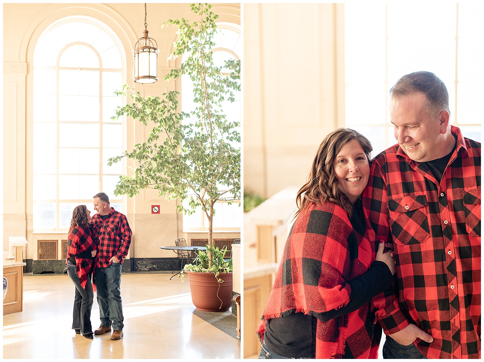 Couple engagement session at the Lancaster Train Station