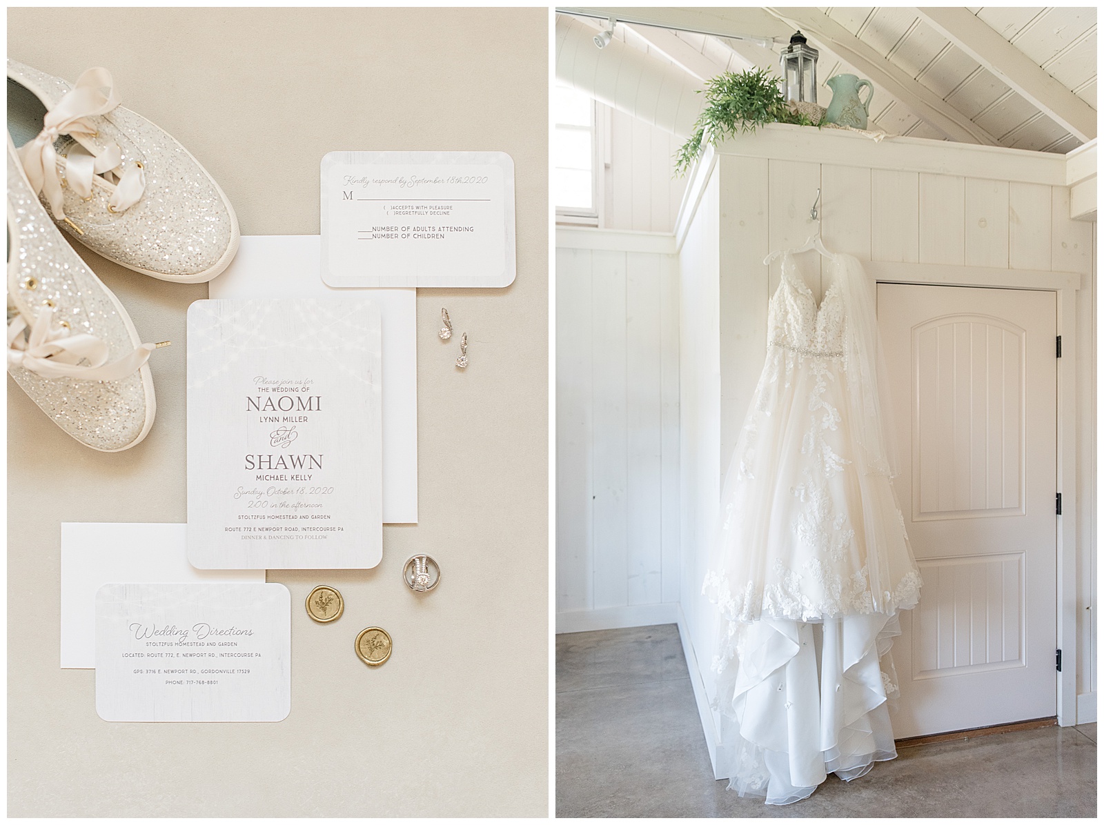 Wedding Details in the wedding suite at Stoltzfus Homestead and Gardens