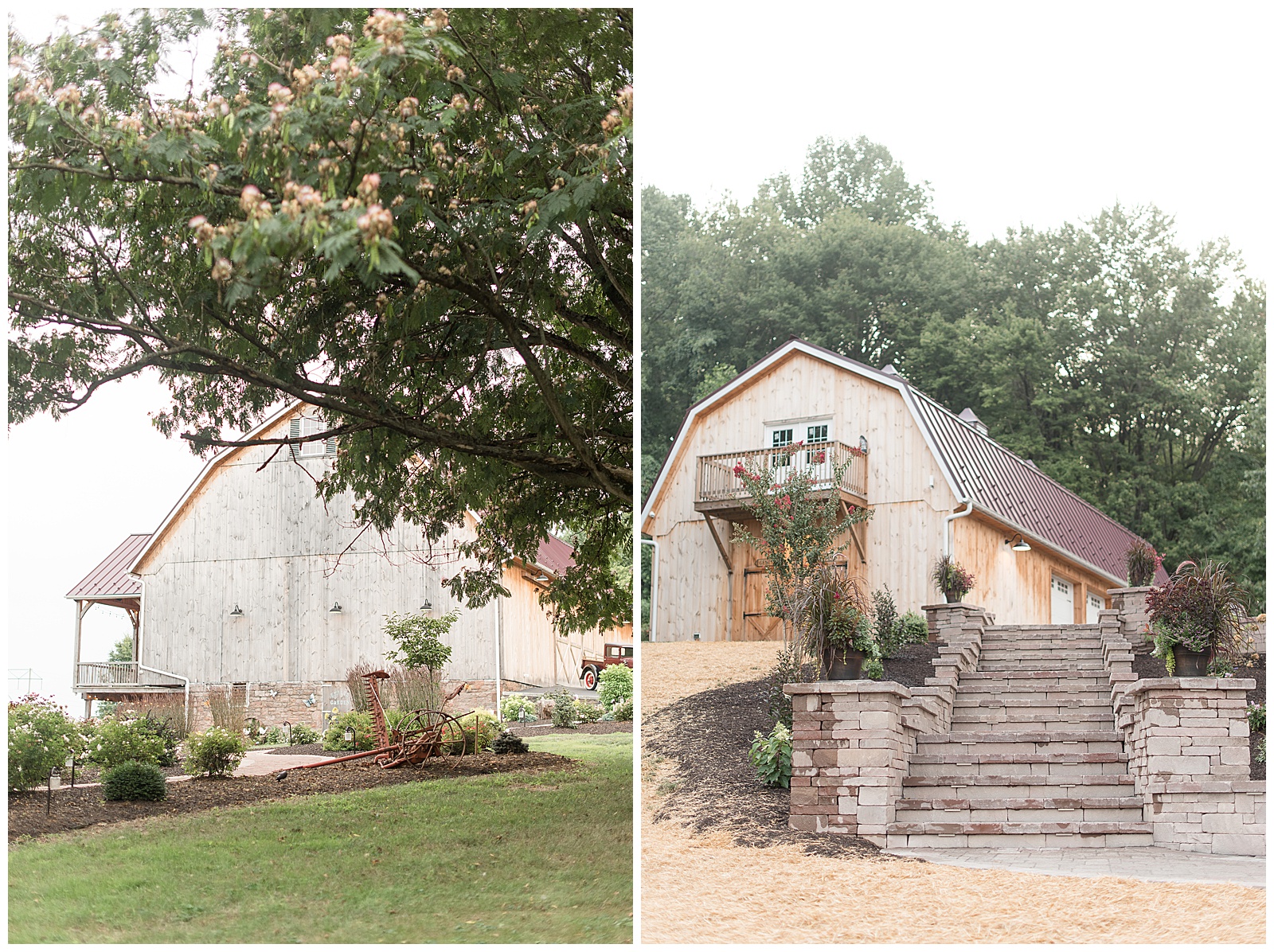 rustic barn surrounded by beautiful walkways and landscaping at Spring Valley Farms in Dover, Pennsylvania