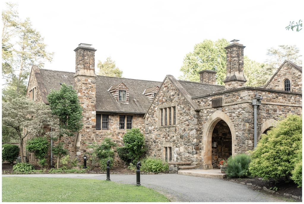 historic stone building with landscaped lawn at parque ridley creek in delaware county pennsylvania