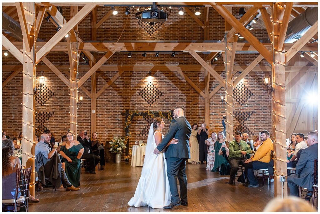 bride dancing with her father during barn wedding reception at brick gables in lancaster county