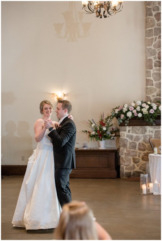 couple sharing their first dance at the inn at leola village in lancaster county pennsylvania