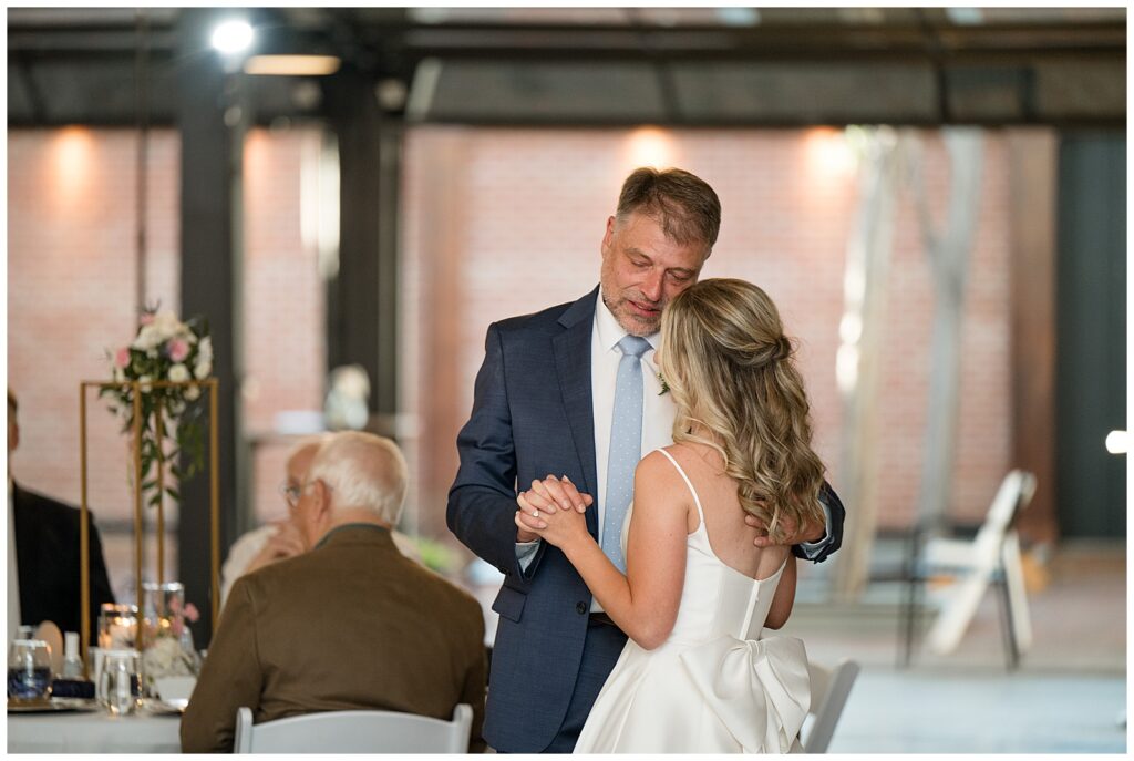 bride dancing with her father during wedding reception at ironspire complex in adamstown pennsylvania