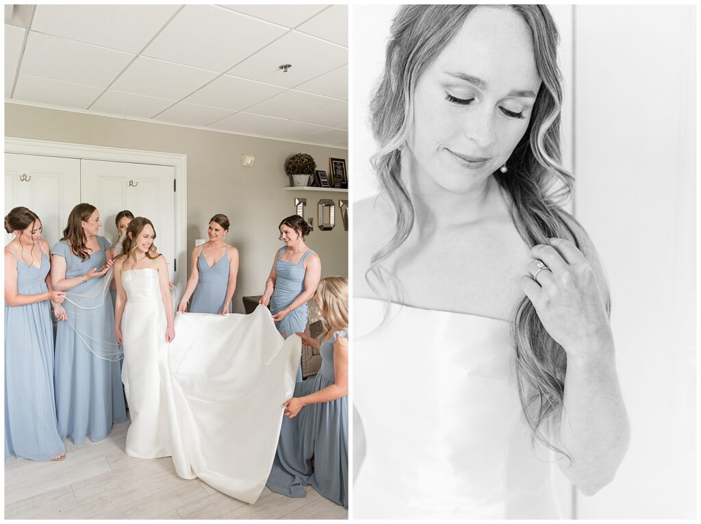 Bride and bridesmaids getting ready at the French Creek Golf Club getting ready space