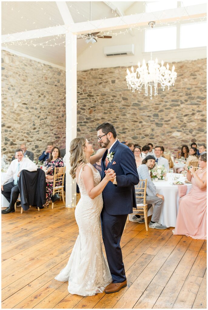 couple dancing as their guests watch at this Bryn Awel Manor Summer Wedding