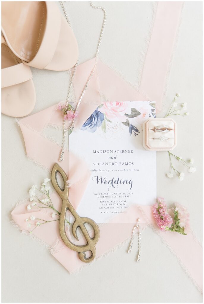 Wedding invitation for summer Riverdale Manor wedding