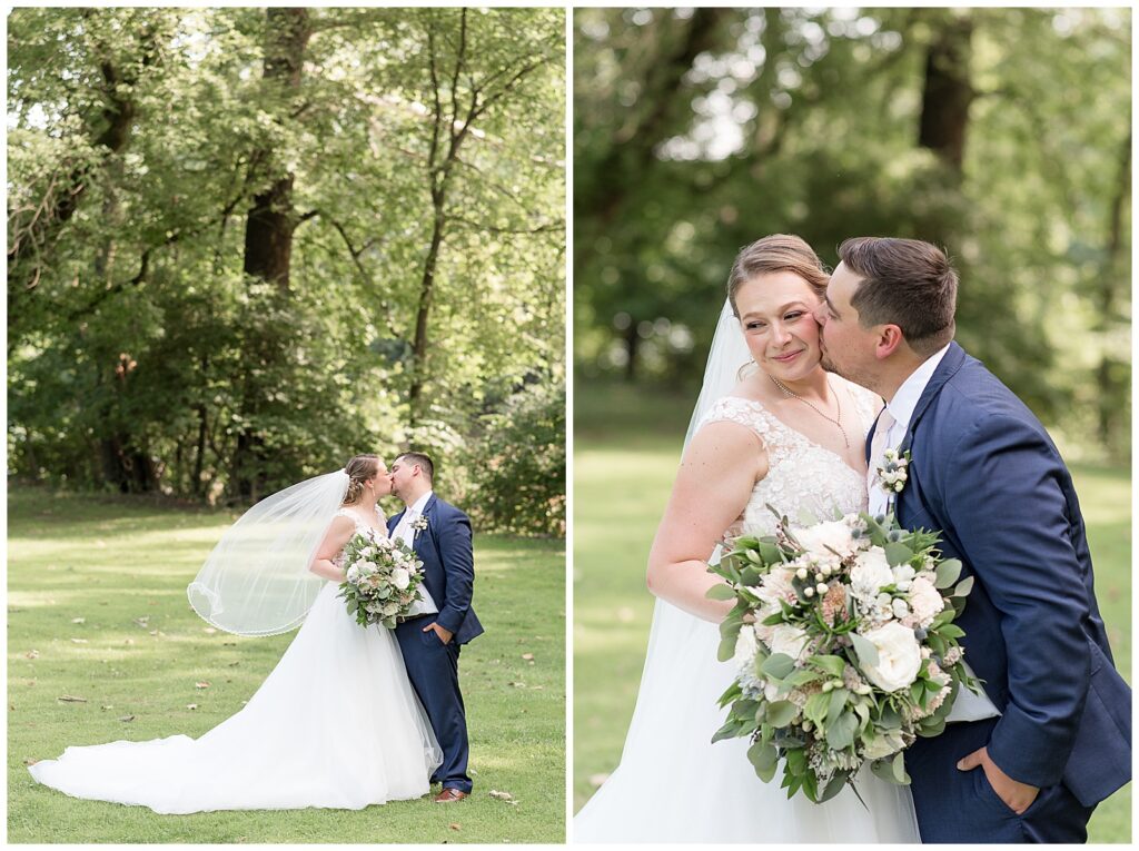 husband and wife portraits for summer Riverdale Manor wedding