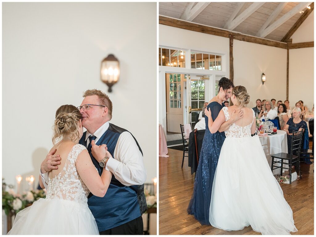 bride sharing parent dance with her dad and her mom