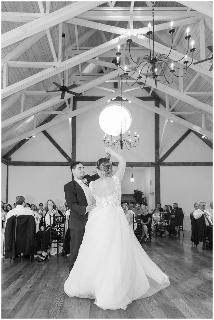 bride and groom choreographed first dance at summer riverdale manor wedding