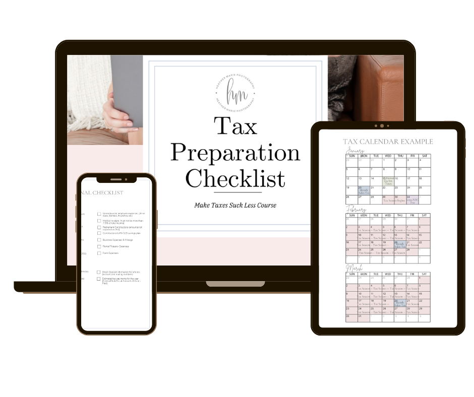 tax preparation checklist for heather marie phtoography