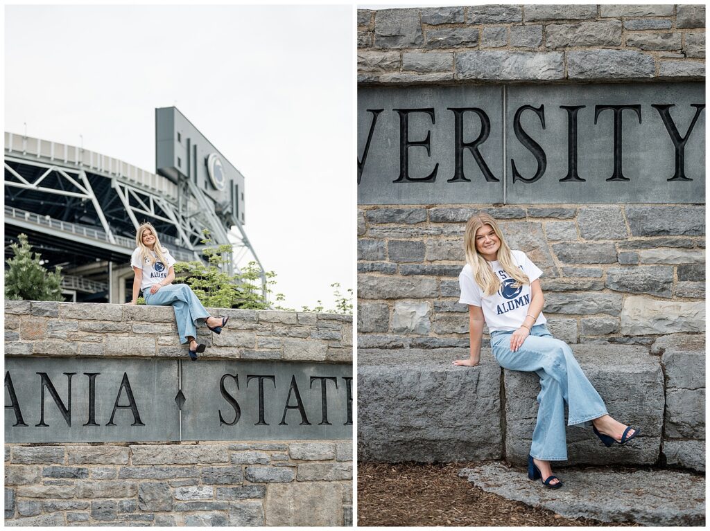 Penn State college grad session in front of Beaver Stadium